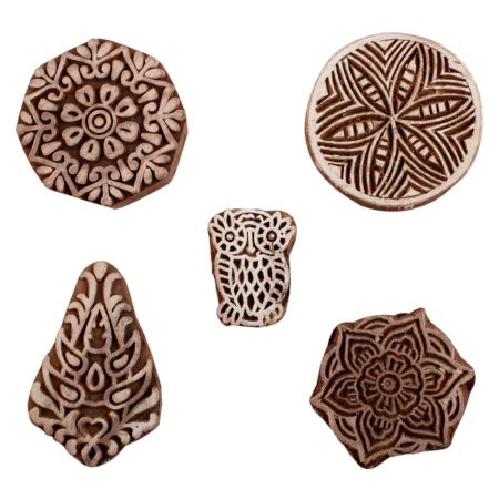 Set of 5 Piece New Mix Wooden Printing Blocks